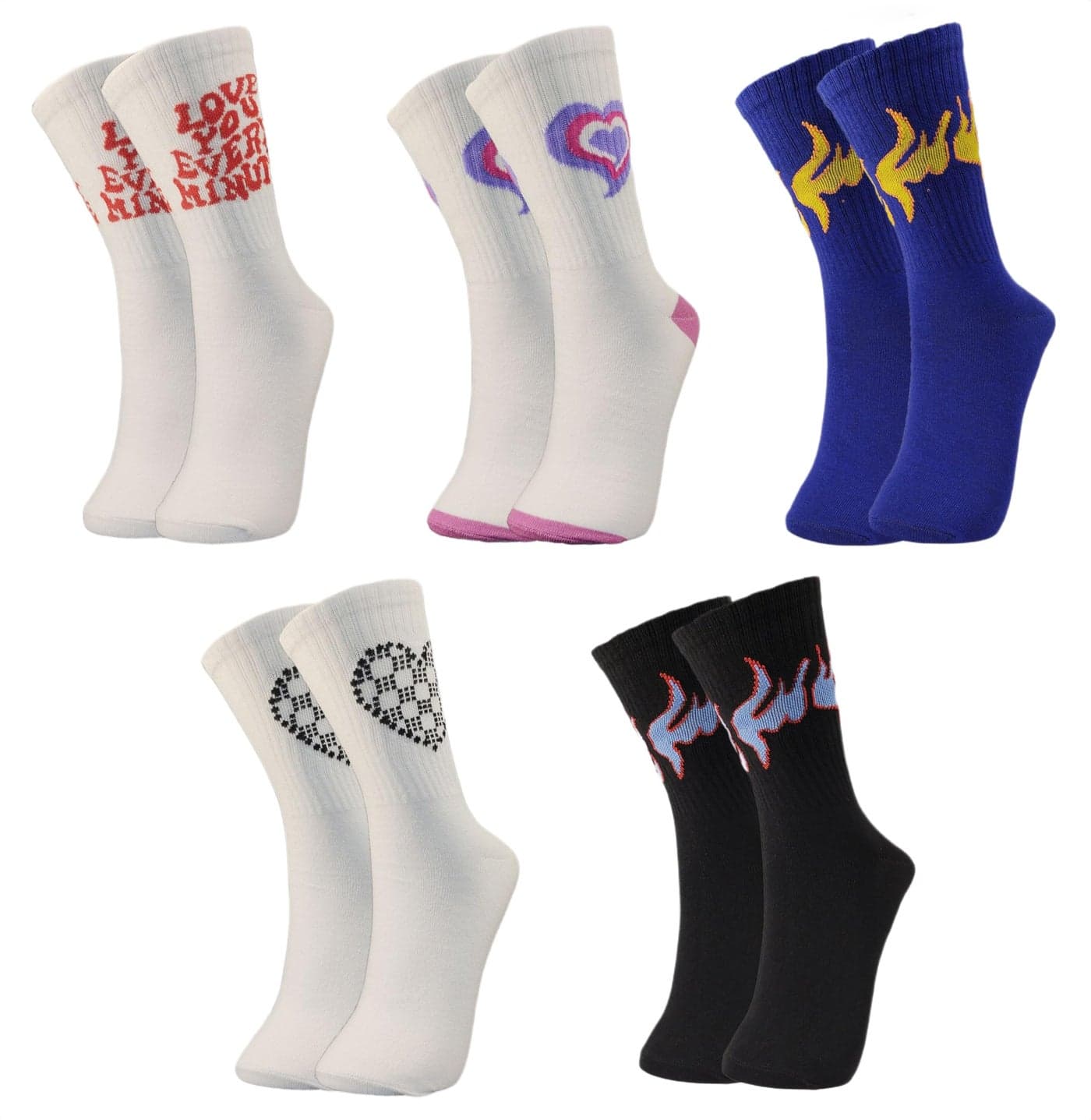 TRAZO Women's Calf Length Designer Printed Multicolor, Multi-Purpose Socks | Socks for Women (Pack of 5)