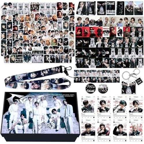 KPOPBP Giant Album Gift box, 55 PCS Photocards Set, KPOP Cards, Lanyards, Stickers, Keychain, Gift for SKZ Boys and Girls