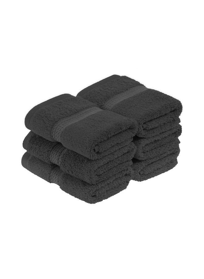 Egyptian Cotton Pile Face Towel/Washcloth Set of 6, Ultra Soft Luxury Towels, Thick Plush Essentials, Absorbent Heavyweight, Guest Bath, Hotel, Spa, Home Bathroom, Shower Basics, Charcoal