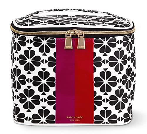 kate spade new york Insulated Lunch Tote, Small Lunch Cooler, Cute Lunch Bag for Women, Floral Thermal Bag with Double Zipper Close and Carrying Handle, Spade Flower Stripe