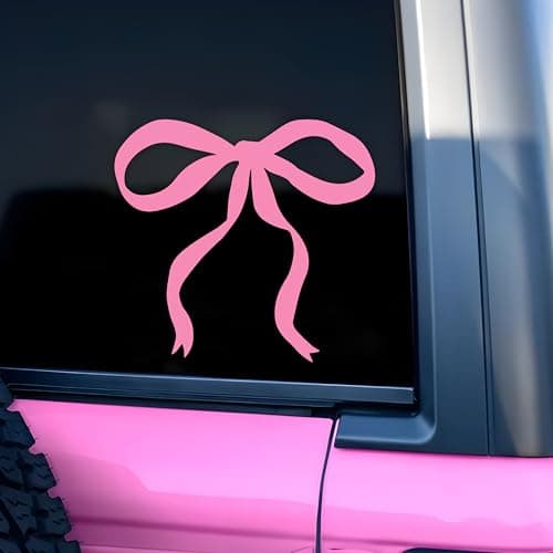 Pink Bow Car Decal Cute Car Cute Mirror Decal Sticker for Girl Women Cars Accessories Affirmations Funny Vinyl Waterproof 8 Inches Bumper Decals Gifts for Mom Dad Friend Coworker