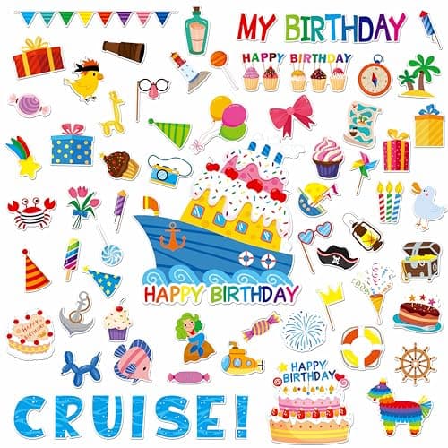 68PCS Birthday Cruise Door Magnets, Large Funny Cruises Ship Decors Magnetic Door Decorations Waterproof Reusable Navigation Boat Anchor Car Magnets for Fridge, Carnival Cruise Party, Birthday Party