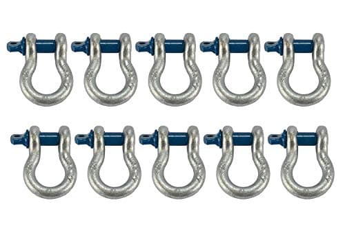 TEMCo 1/2" x 2 Ton D Ring Bow Shackle with Screw Pin Clevis (Rigging/Towing/Off Road) 10 Lot
