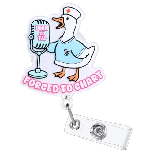 Born to Yap Funny Goose Badge Reel, Cute Retractable ID Card Medical Badge Holder, Name Tag Work Badge Clip for RN LPN CNA MA ER Night Shift Nurse Nursing Student Doctor, Nurse Gifts