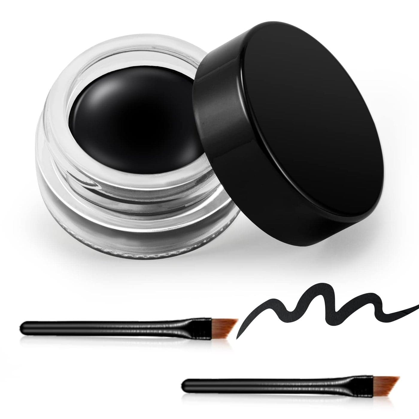 Erinde 2PCS Waterproof Gel Eyeliner Set Long Lasting Cream HighIntensity Pigments SmudgeProof Makeup WaterResistant With 4PCS Brushes Black White