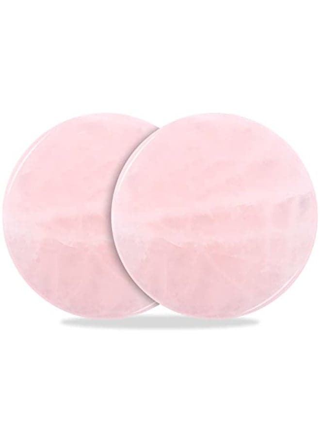 Bememo 2 Pieces Jade Stone for Lash 2 Inches Lash Tile Glue Eyelash Extension Pink Round Jade Stone Glue Holders Adhesive Pallet Fake Eyelash Holder Base