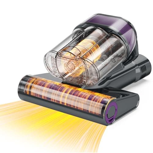 Simple Deluxe Mattress Vacuum Cleaner, 18Kpa Bed Vacuum Cleaner with 253.7nm UV-C Light, HEPA Filter & Ultrasoni, 149℉ Heat, Triple-Cup Versatile Handheld Vacuums for Bed Sofa Carpets, Purple
