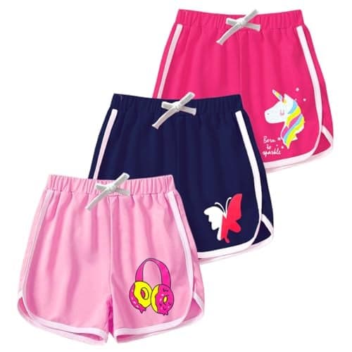 Kuchipoo Girls Regular Fit Cotton Shorts (KUC-SHT-173, Multicolor, 4-5 Years) - Pack of 3