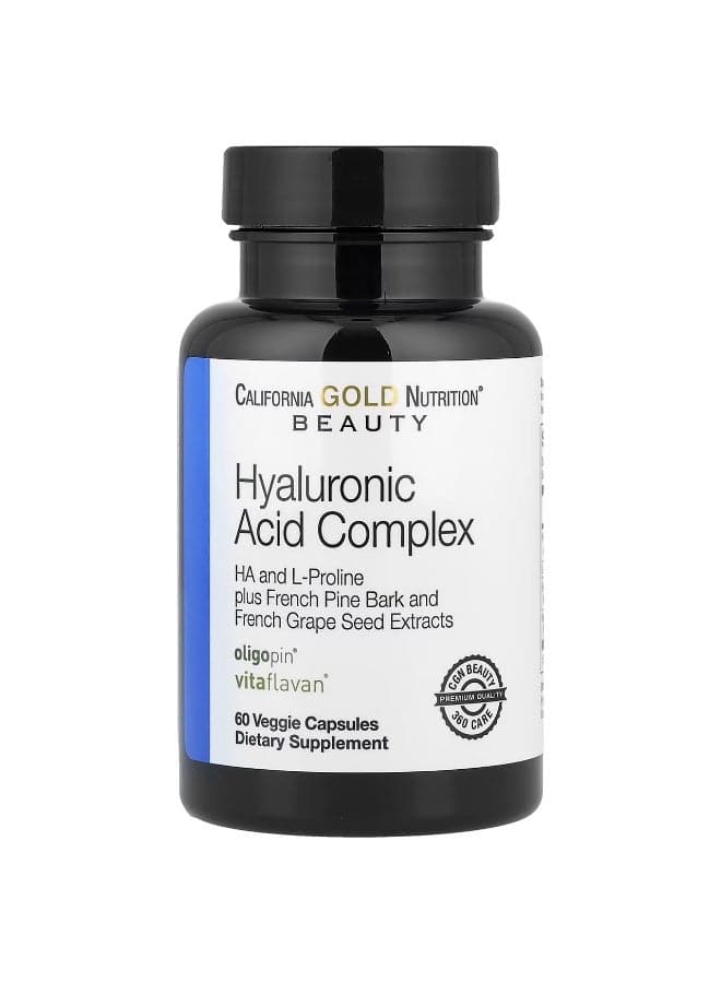 California Gold Nutrition, Hyaluronic Acid Complex with L-Proline, French Grape Seed and French Maritime Pine Bark Extract, 60 Veggie Capsules