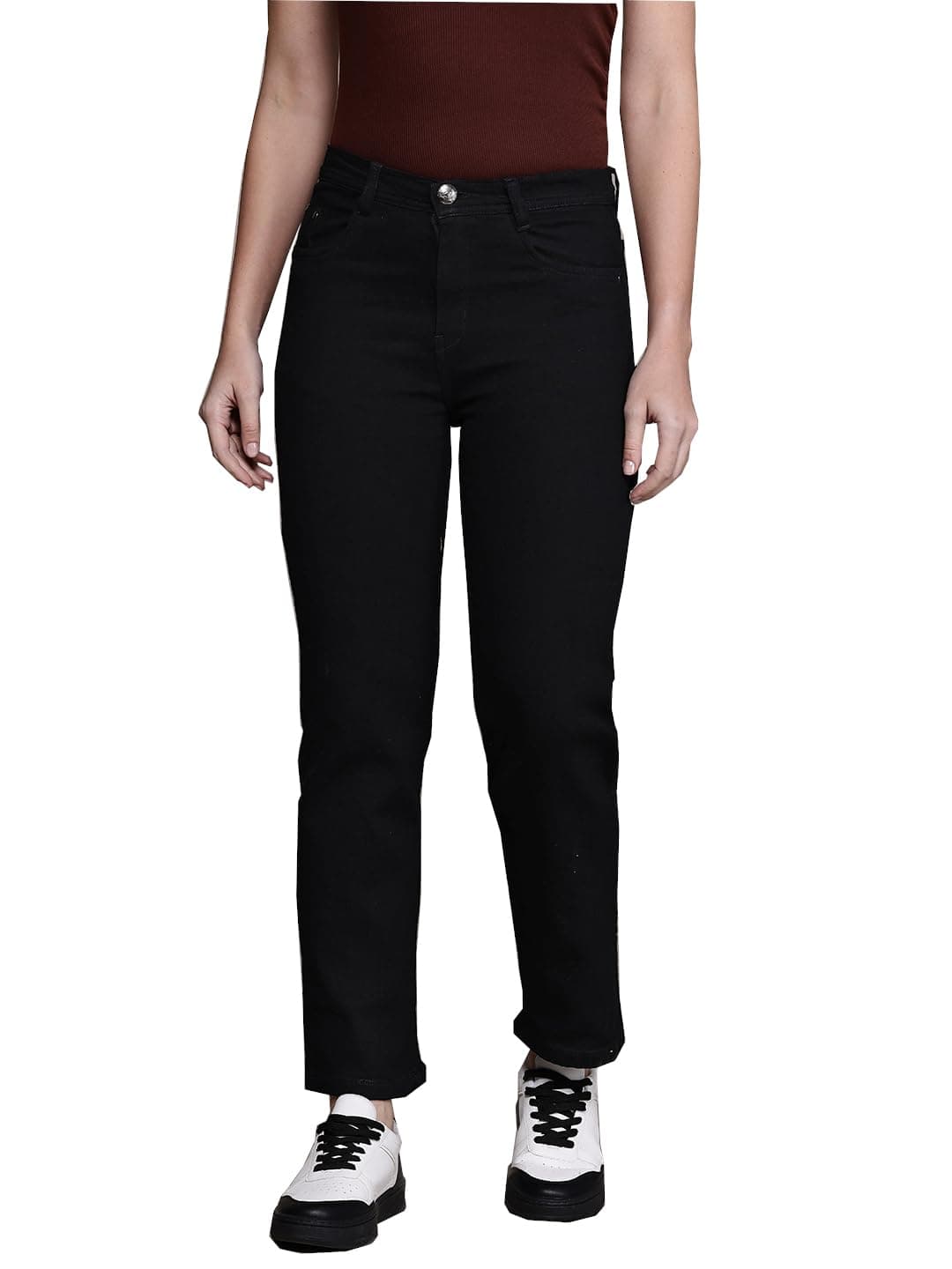 Nifty Women's Denim Stretchable Straight Fit Jeans (1457_BLK_34_Black_34)