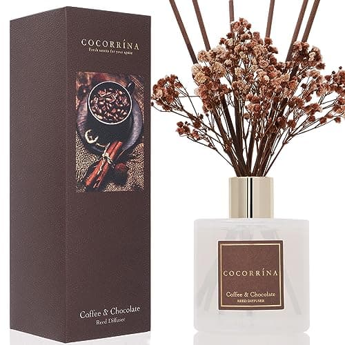 Cocorrna Reed Diffuser Sets Coffee Chocolate Scented Diffuser with Sticks Home Fragrance Reed Diffuser for Bathroom Shelf Decor