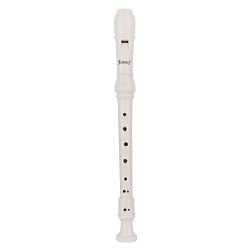 JUAREZ Claró Descant German Style 8 Holes Soprano Recorder Flute with Cleaning Rod Suitable for School Ensembles | Home Practice | Music Classes | Gift, White with Cleaning Rod & Case