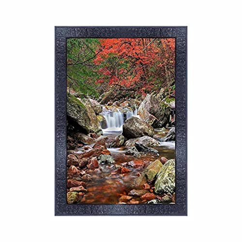 pnf Poster And Frames Vastu Waterfall Landscape Scenery Wooden Photo Frame With Acrylic Sheet | Living Room, Bedroom | Home Decoration | Best Gifting Option (10x14inch Multicolour,Synthetic) 15565