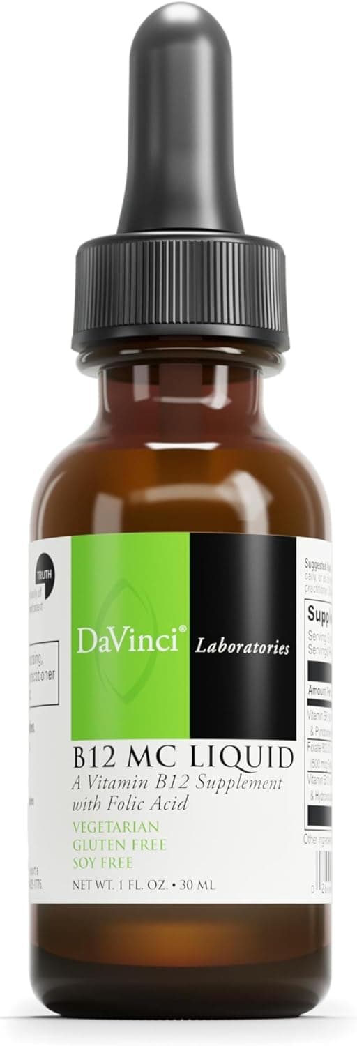 DAVINCI Labs B12 MC Liquid Dietary Supplement to Support Cardiovascular Health Energy and Healthy Blood and Nerve Cells with Vitamin B6 B12 and Folate GlutenFree Vegetarian 30 ml