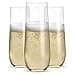 Prestee 48 Pack Plastic Champagne Flutes 9 oz Stemless Disposable Champagne Flutes for Cocktails Mimosa Bar and Party Supplies Clear Shatterproof Plastic Wine Glasses for Wedding and Summer Party