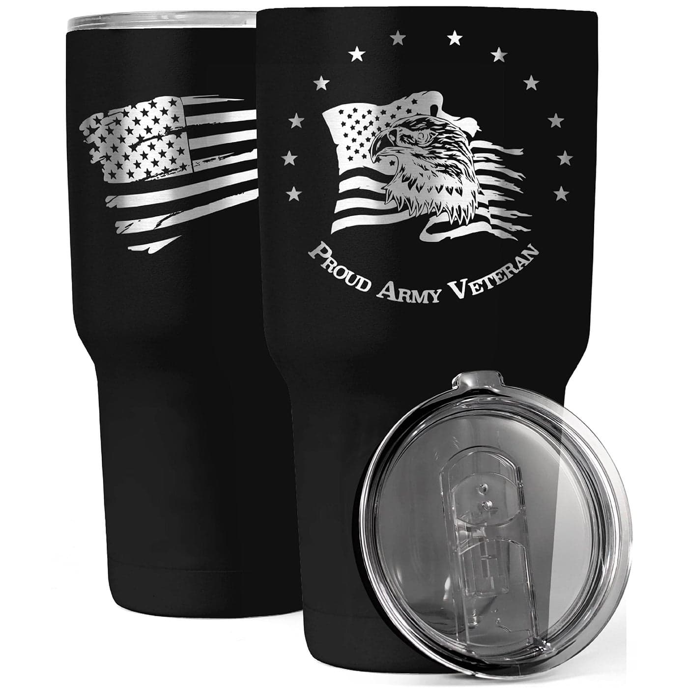 US Army Veteran 30oz Patriotic Tumbler American Flag Tumbler Travel Mug Patriotic Coffee Travel Mug Double Insulated 30oz Tumbler Engraved in the USA Army Veteran