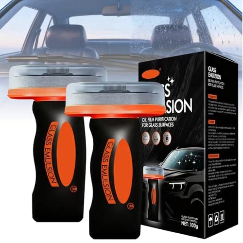 stray poet 2PCS Glass Oil Film Remover for CarRollOn Glass Compound with Cleaning BoardRemoves Oil Film SmudgesUniversal AntiRain Fog BrushOil Film Remover for Car Windshields100g