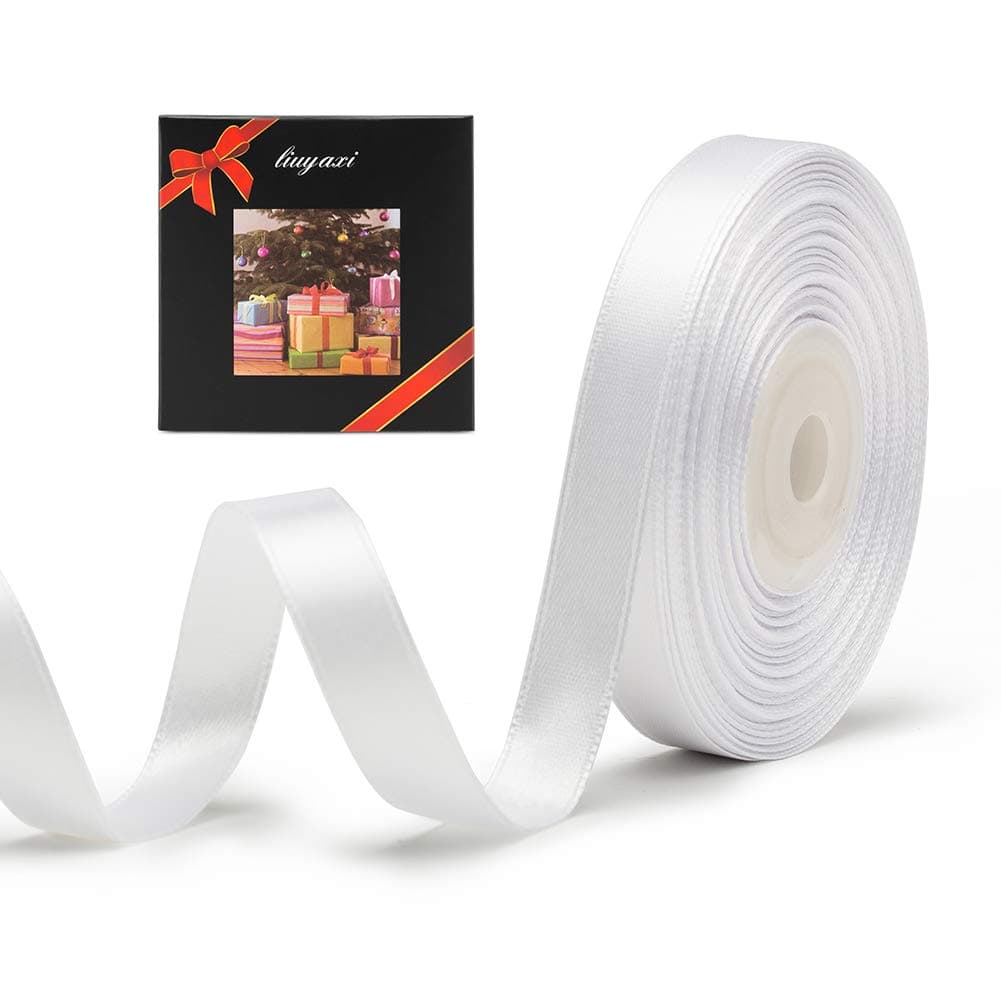 Solid Color Double Faced White Satin Ribbon 12 X 25 Yards Ribbons Perfect for Crafts Wedding Decor Bow Making Sewing Gift Package Wrapping and More