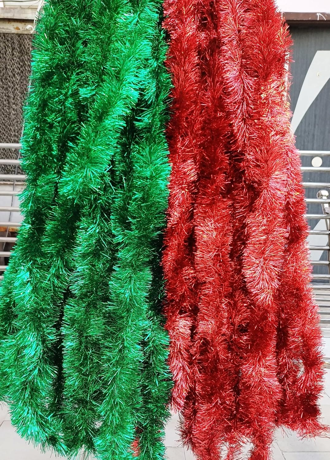Forty Wings 6 Pcs Red Green Tinsel Christmas Garlands Strings Streamers Christmas Decoration Item Christmas Xmas Decoration Ornaments Garland Wreath Decoration Christmas New Year Decoration