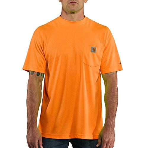 Carhartt Men's High-Visibility Force Relaxed Fit Lightweight Color Enhanced Short-Sleeve Pocket T-Shirt, Brite Orange, Medium