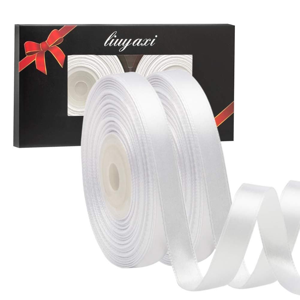 Solid Color Double Faced White Satin Ribbon 38 X 50 Yards Ribbons Perfect for Crafts Wedding Decor Bow Making Sewing Gift Package Wrapping and More