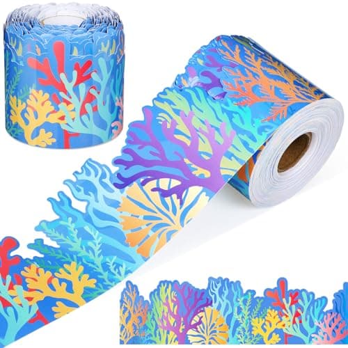 Zonon 65 Feet Ocean Coral Reef Bulletin Board Border Decorative Classroom Decoration Paper Border Trim Rolled for Back to School Wall Chalkboard Decor