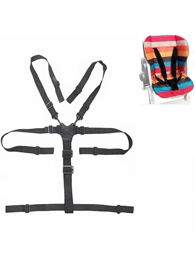 Kocpudu 5 Point Harness Baby Chair Safety Belt Universal High Chair Seat Belt for Wooden High Chair Pushchair
