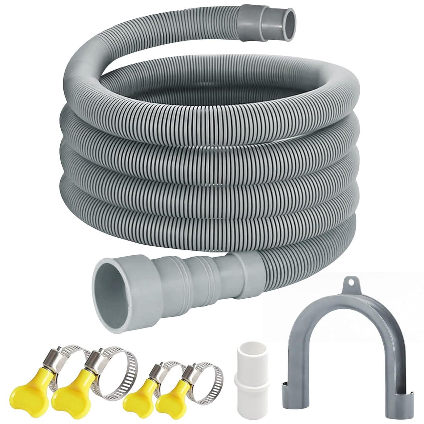 Universal Washing Machine Drain Hose 10 Feet Flexible Washer Drain Hose Kit with 1 Extension Adapter2 Clamps and 1 UBend Holder Compatible with Most Household Washing Machines