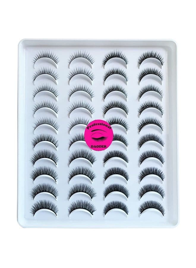 Lashes Short Eyelashes Natural Look Faux Mink Lashes Wispy Medium Length False Eyelashes 9~11mm Reusable Eye Lashes Pack Variety Styles 20Pairs