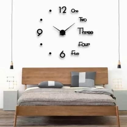 INLERA Frameless Analog 60 cm X 60 cm Wall Clock Black Without Glass DIY Clocks