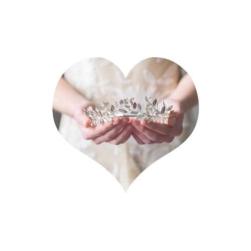 Chargances Handmade Bridal Wedding Crown Leaf Headband Women Leaf Tiara Headpiece Weeding Hair Accessories Leaf Headpiece Jewelry for Women and Girls(Silver)