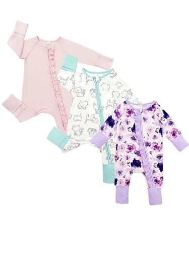 Bow Dream Baby Girl Clothing Footies Bamboo Rayon Baby Girl Clothes Baby Romper Jumpsuit Newborn24 Months Pink Lilac Flower Cat 612 Months