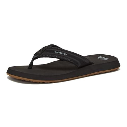 Quiksilver Unisex-Child Youth Monkey Wrench Flip Flop Sandal Big, Black/Black/Brown, 13(31) M US Little Kid