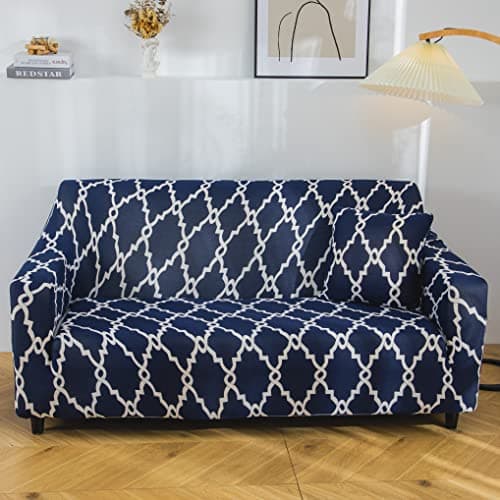 House of Quirk Polyester Spandex Printed Sofa Cover Big Elasticity Cover Stretch Universal Sofa Slipcovers (Dark Blue Lantern, Single Seater)