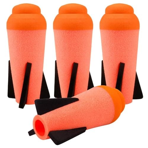Ruibytree Mega Missile Refill for Nerf NStrike Elite Series 4 Pack Compatible Darts Mega Missile Refill Bullets Foam Rockets for Nerf Party Orange