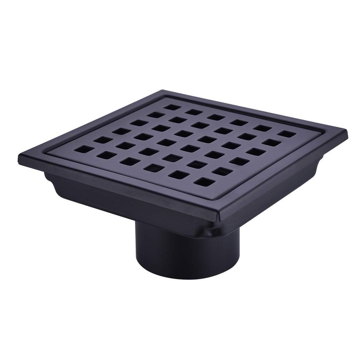 Square Shower Drain 4 inch Nicmondo Point Center Floor Waste Drain with Removable Grate Cover Stainless Steel 11cm x 11cm Matte Black