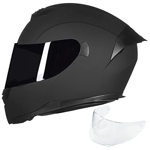 ILM Full Face Motorcycle Helmet for Motocross Street Bike DOT Certified 2 Visors Model-317(Matte Black, XL)