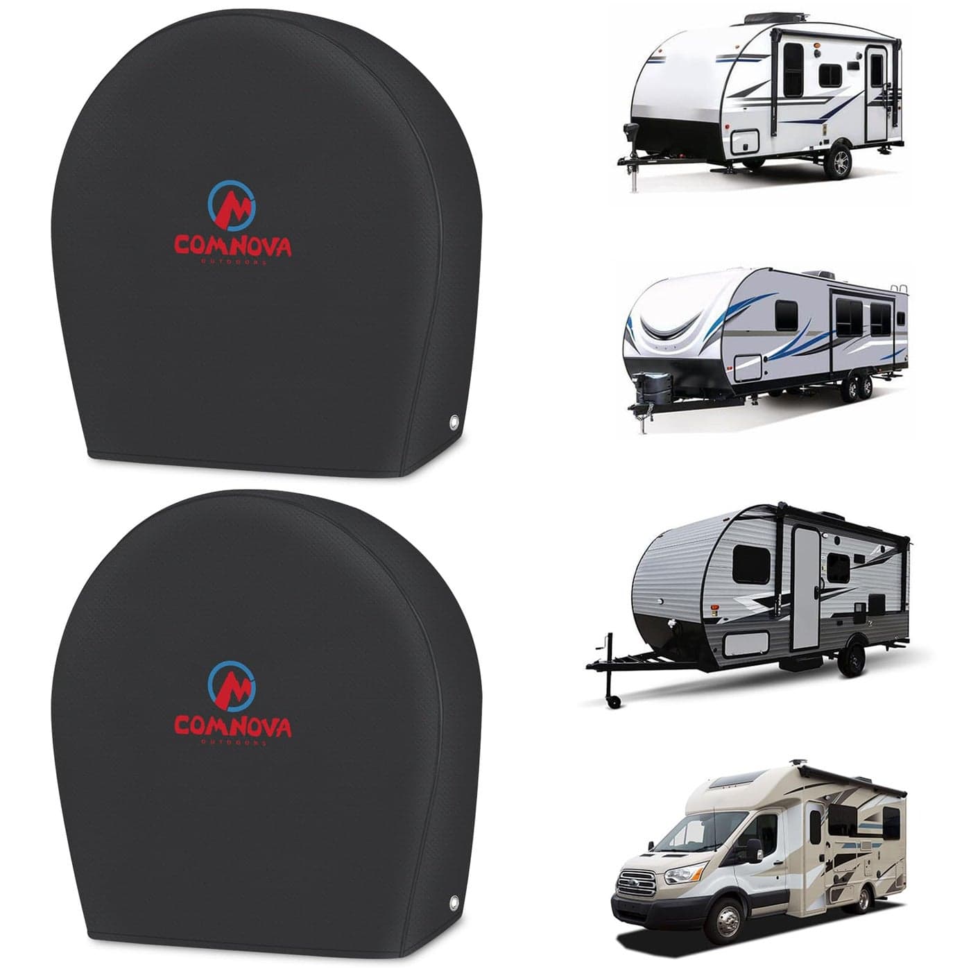 RV Tire Covers 2 Pack Tough Tire Wheel Protector for Truck Travel Trailer Motorhome SUV Camper Boat Van PU Oxford Waterproof Sun Rain Snow Protector Cover Fits Tire Diameters 2629 inch