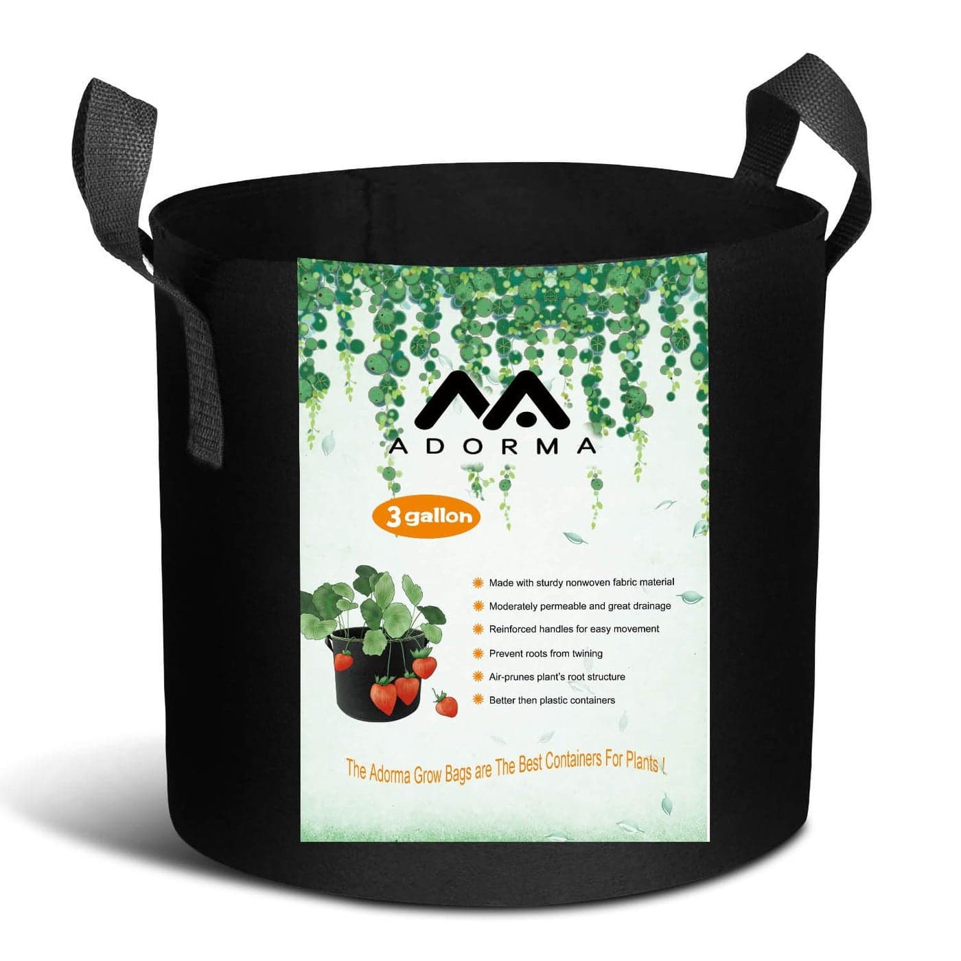 ADORMA 12 Packs 3 Gallon Grow Bags Heavy Duty 300G Thickened Nonwoven Fabric Plant Pots with Handles