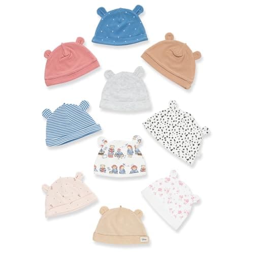 DAADUN Newborn Baby Caps – 100% Cotton, Soft Winter Caps for Babies (0-6 Months) – Stylish & Comfortable Baby (in, Age, 3 Months, 6 Months, Pack of 3, Print 1)