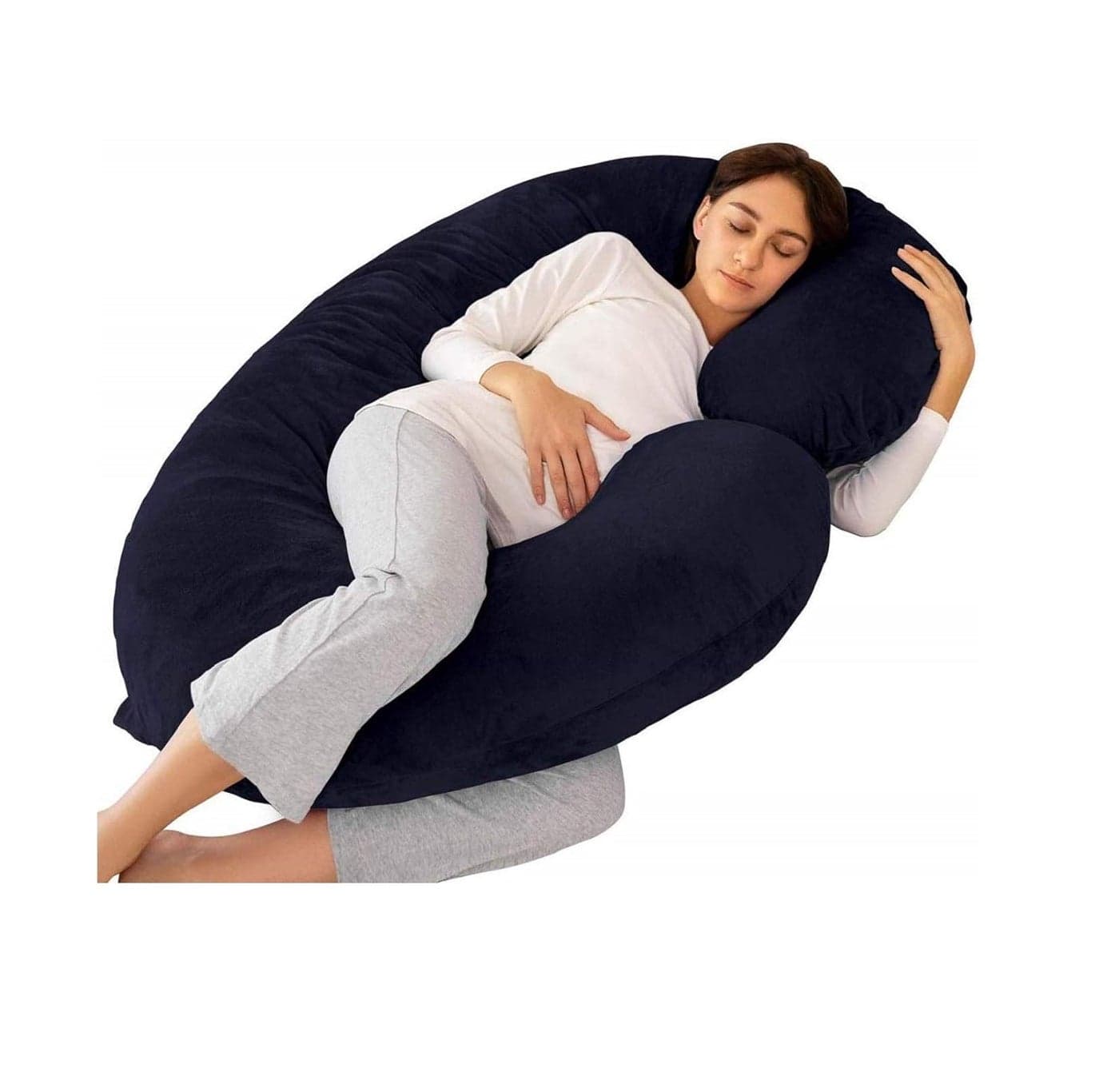 PumPum C Shape Microfiber Maternity Pillow with Zippered Cover Supportive Pregnancy Pillow for Comfortable Sleep Black