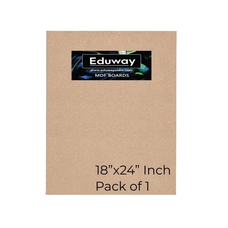 Eduway® A2 18x24 Inch MDF Board Wood Sheet for Mandala , Lippan, Resin Art & Craft, 4mm Thick, Pack of –1 - Premium Cardboard Material for Artists, Art and Craft Students - Hard Cutout in Small and Large Sizes (45x60 cms)