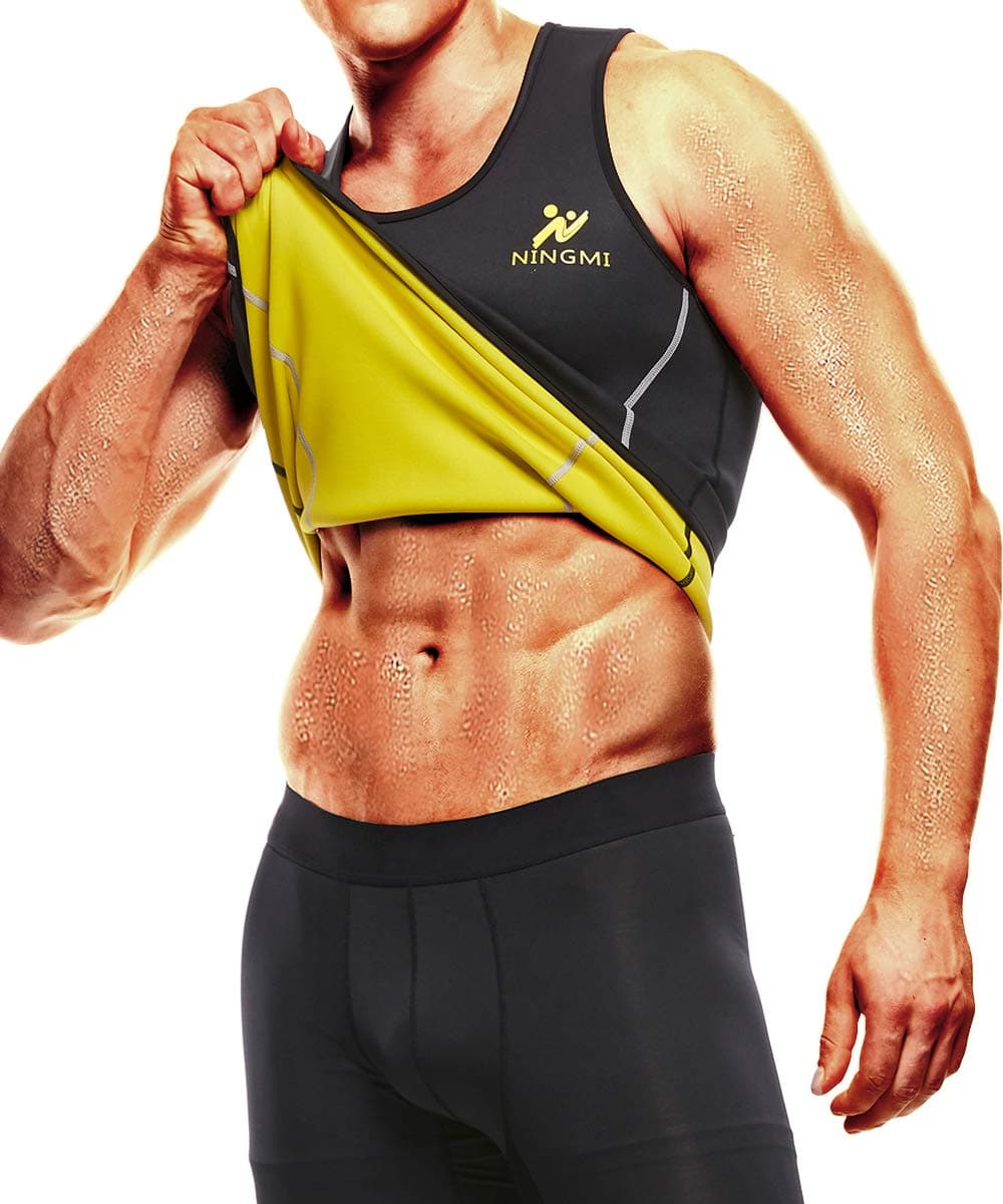 NINGMI Sweat Vest for Men Neoprene Waist Trainer Tank Weighted Vest Waist Trimmer Sauna Suit Running Vest