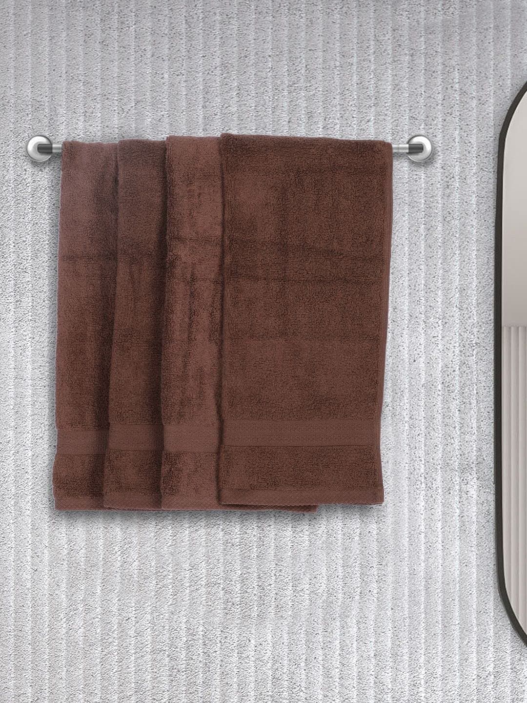 BIANCA Ultra Soft Zero Twist 100% Cotton Towel (Aerocore Tech) -4pc Hand Towel (Paradiso) - Super Absorbent, Fluffy, AeroCore Organic Technology - for Men, Women, Gym, Kitchen Solid-Chocolate