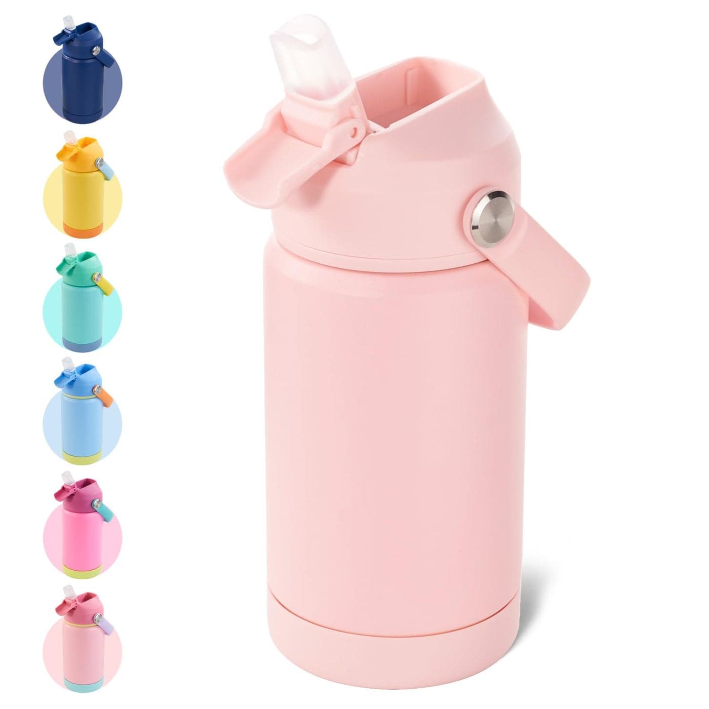 Kerilyn 12oz Kids Water Bottle, Stainless Steel Insulated Water Bottle For Kids, Toddler Cup With Straws Leak-proof, Kids Water Bottles For School Boys Girls, BPA Free, Pink