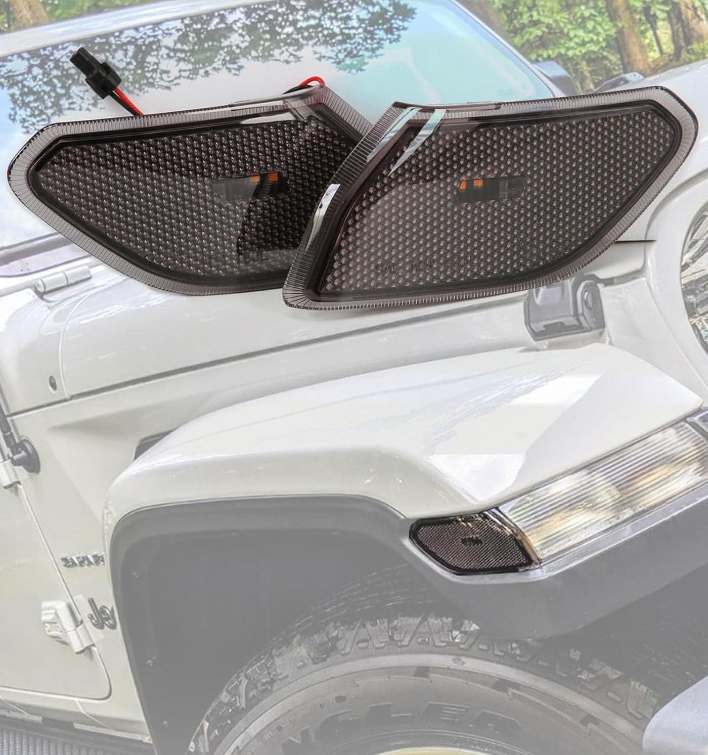 Wocch Smoked Lens LED Side Marker Lights Compatible with 2018-2026 Jeep Wrangler JL Gladiator JT Front Fender Flares Turn Signal Lamp Corner Indicator Light (Smoked Lens)