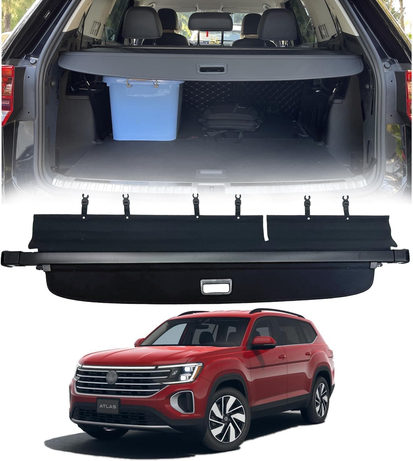 Vesul Retractable Rear Trunk Cargo Cover Compatible with VW Atlas 20182025 Security Shade Shield Tonneau Cover AntiPeeping Luggage Privacy Screen Not Fit Cross Sport