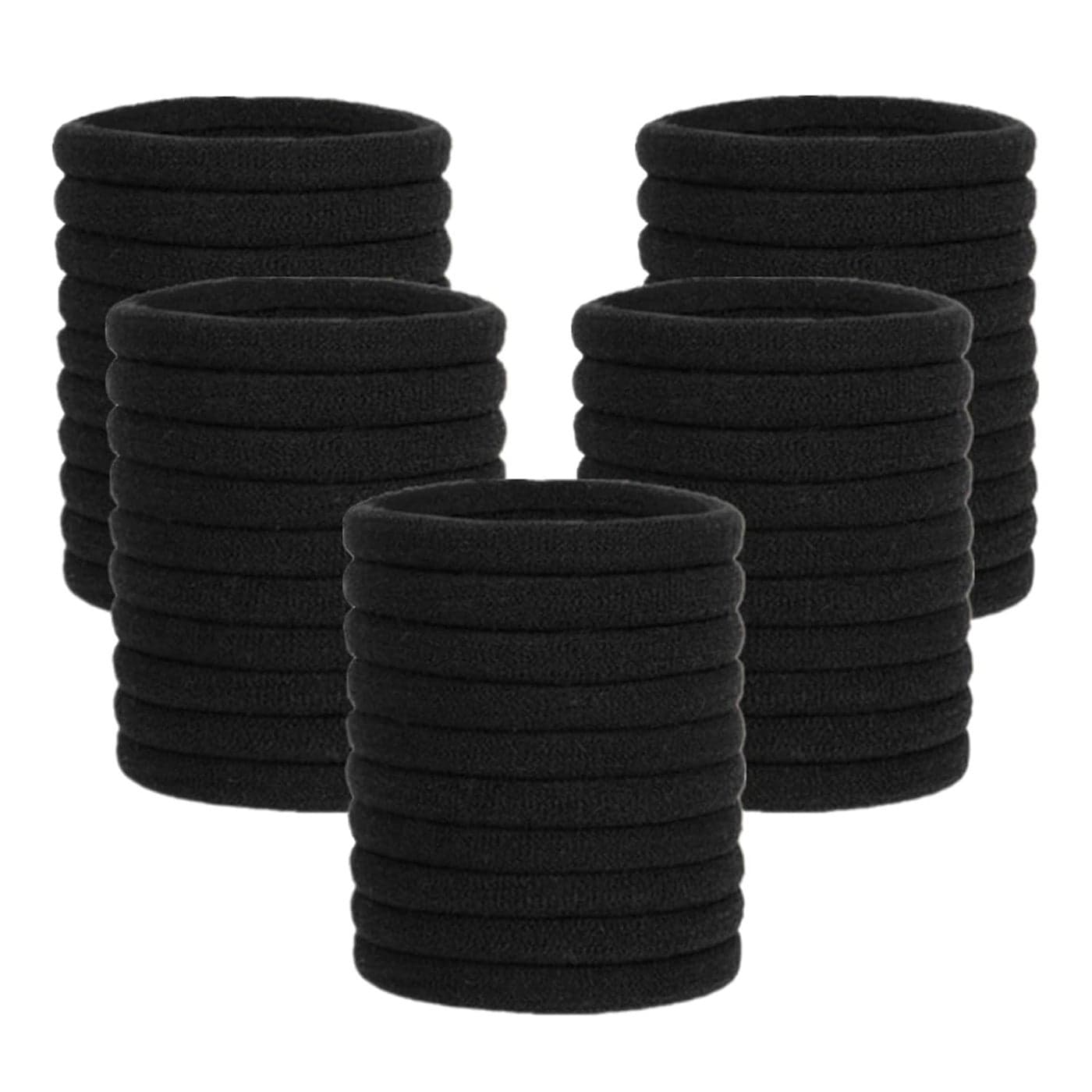 Pimoys 100 Pcs Elastic Hair Ties Thick Seamless Hair Bands No Damage Soft Ponytail Holders Hair Accessories for Girls Women Black