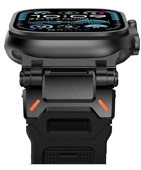 MOROFY Durable Armor Band Compatible With Apple watch ultra 2 49mm 46mm 45mm 44mm 42mm With Metal Connector Band for iwatch Series 10 |Ultra|9|8|7|SE2|6|5|4|3|2|1 - Black Adapter