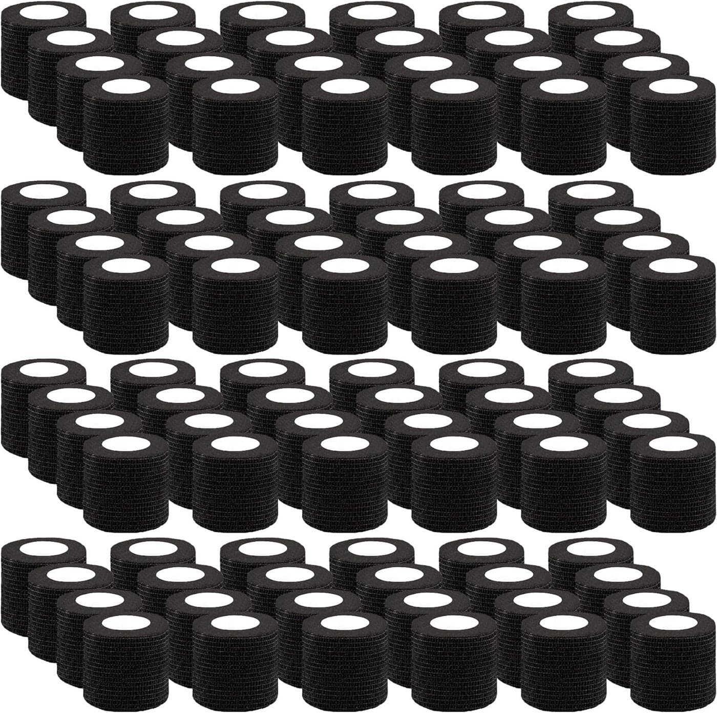 BQTQ 96 Rolls Self Adhesive Bandage Wrap Tape 2 Inch Black Self Adherent Wrap Self Stick Bandage Athletic Wraps Tape Stretch Bandages for Wrist Ankle Swelling Sprains Black